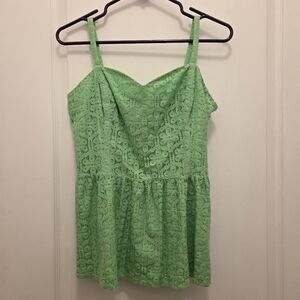 LILLY PULITZER green lace tank camisole top women's size 10